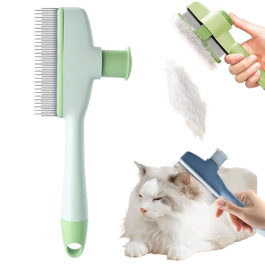 Pet Hair Removal Comb, 2025 New Flea Comb, Multifunctional Grooming Brush for Home Use, Portable Shedding Brush for Pet Owners (Green)