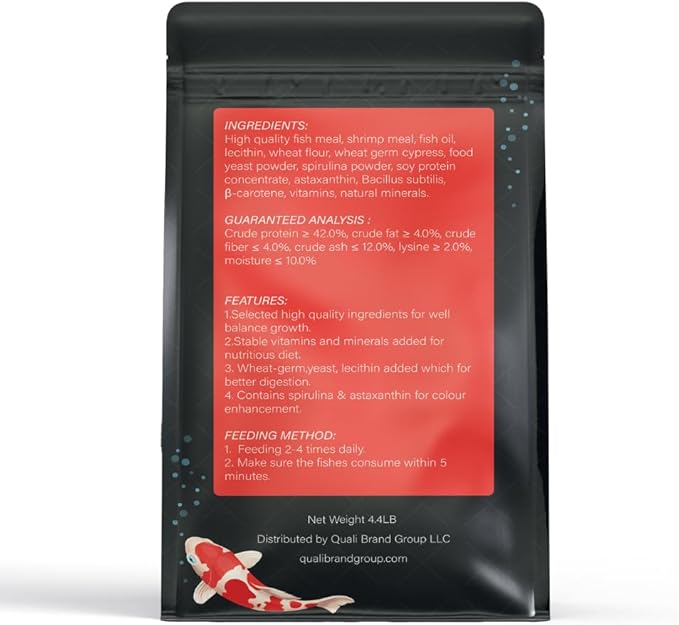 Koi Fish Food [4.4 lb] Growth and Color Enhancer - High Protein Floating Pellets for Koi and Goldfish, Pond Fish Food with Spirulina and Astaxanthin Small Pellet