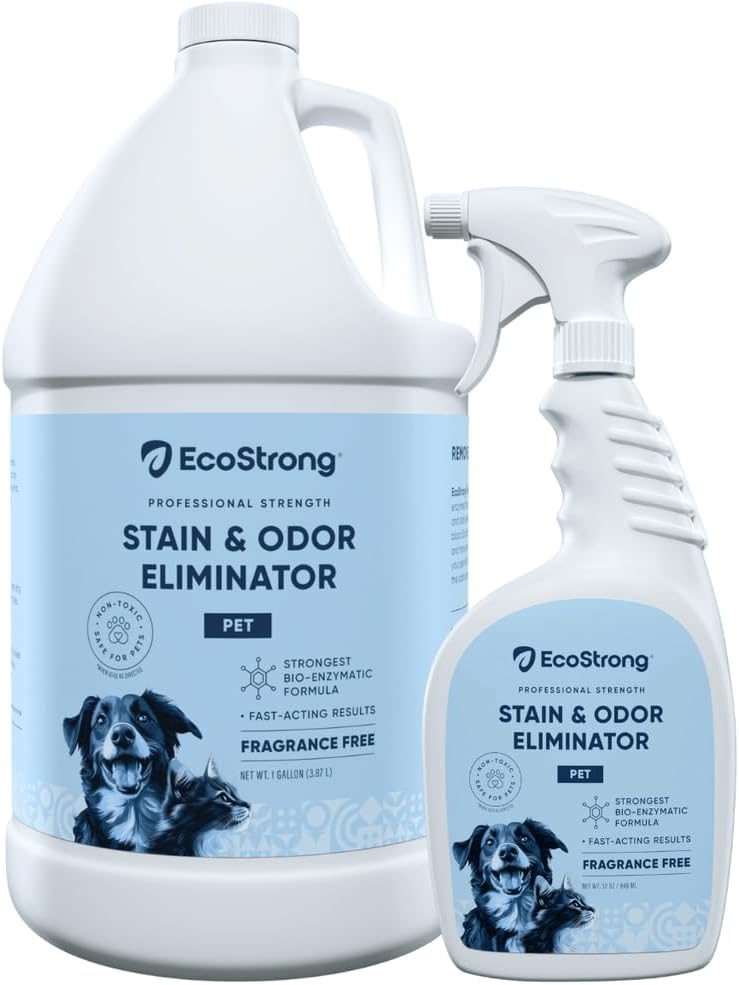 Eco Strong Pet Stain and Odor Remover - Cat Urine Enzyme Cleaner, Urine Destroyer for Dogs, Pet Urine Enzyme Cleaner [All New Fragrance Free] - 32oz