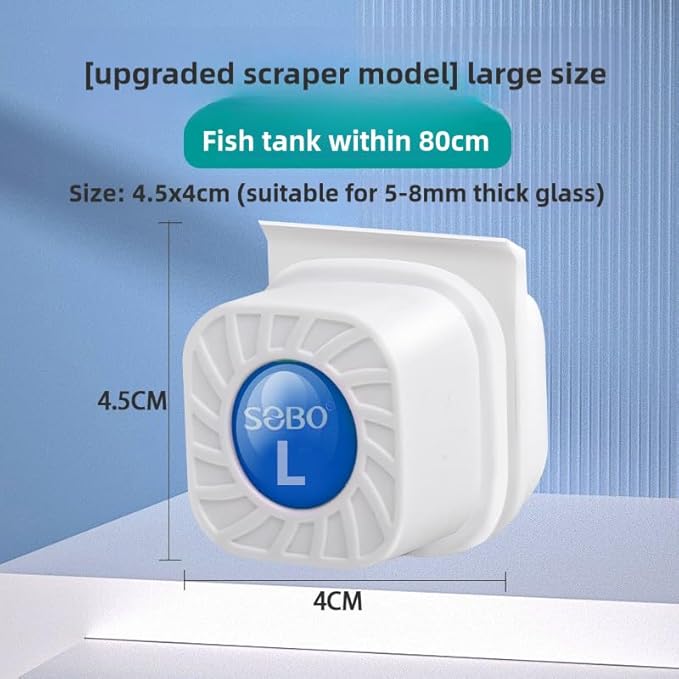 Mini Magnetic Aquarium Brush with Scraper Blade - Fish Tank Dirt Remover for Small Glass/Acrylic Tanks, Safe for Betta & Shrimp (5-20 Gallon) (Large with Scraper)