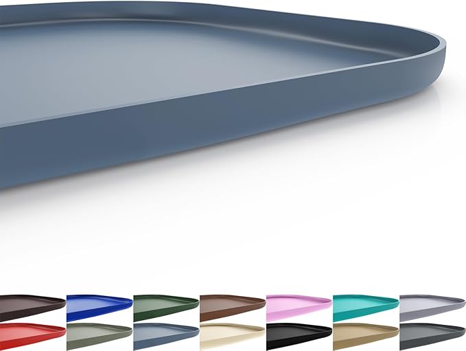 Silicone Pet Feeding Mat with Raised Edge for Food and Water, Dog Bowl Mats, Cat Bowls Placemat with High Lip for Floor Waterproof, Rubber Tray for Cats and Dogs 19 x 12 x0.7 Slate Blue