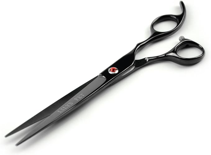 LILYS PET Professional PET Grooming scissors Kit,Coated Titanium,Sharp and Strong Stainless Steel Blade for Dogs Cats Hair Cutting,3 Pieces of Scissors with a Comb and a Case (7.5 inches, Black)