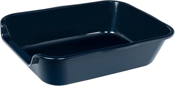 2 Pack of Extra Large Cat Litter Box (ABS Material), Low Entry Senior Litter Pen for Geriatric Kitty Big Cats, Jumbo Pet Safe Litter Boxes Tray for Pets Potty (Dark Blue, 20" L x 15.5" W)