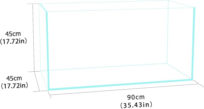 Fzone 48 Gal Rimless Low Iron Fish Tank Nova Clear Ultra-White 45° Mitered Edges Translucent Glass Anata Series Aquarium w/Black Foam Leveling Mat(S90-W45)