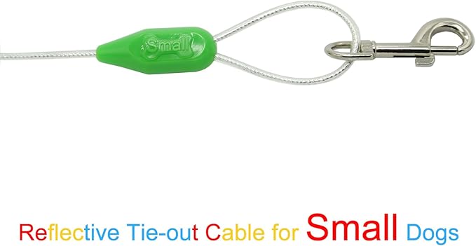 Petest 15ft Reflective Tie-Out Cable for Small Dogs Up to 35 Pounds