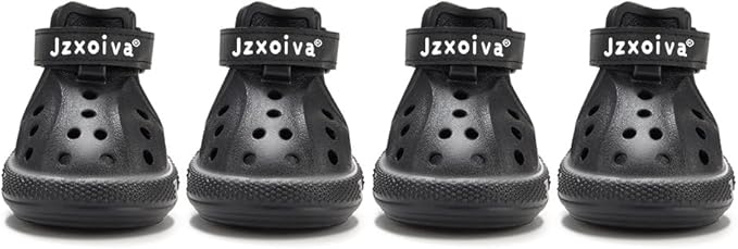 JZXOIVA Dog Shoes for Hot Pavement, Dog Booties for Small Dogs, Breathable Dog Boots & Paw Protectors, Adjustable Non-Slip Dog Rain Booties, Waterproof Pets Sandals for Beach Black Size 2