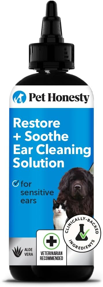 Restore + Soothe Ear Cleaner for Dogs & Cats, Soothes Itching, Gentle on Sensive Ears, Irritation and Aches (Aloe Vera) - 4oz