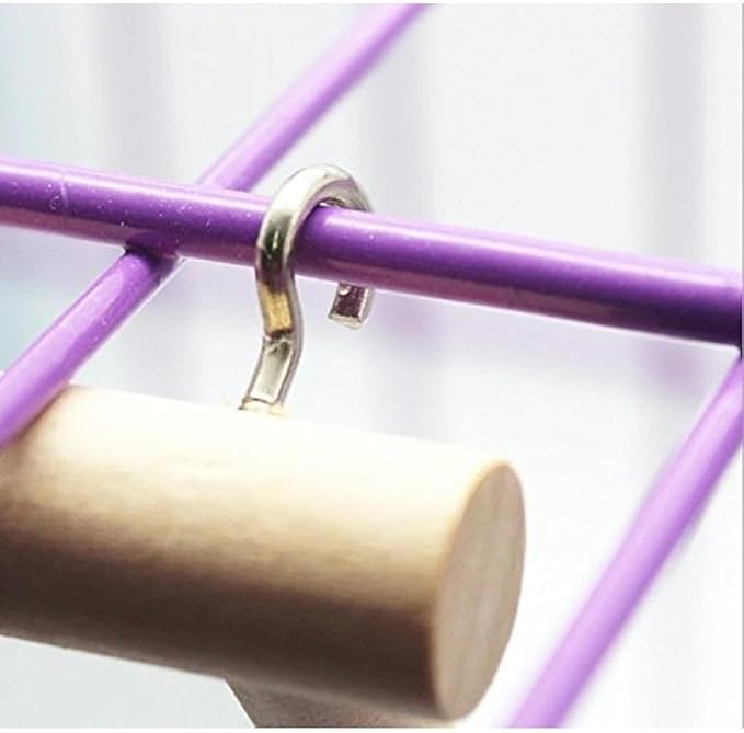 Bird Mirror with Swing and Perch for Parakeets Cockatiels Lovebirds Finches - Wooden Interactive Hanging Cage Toy, 3.7 x 3.5 x 3.5 Inch, 1 Pack