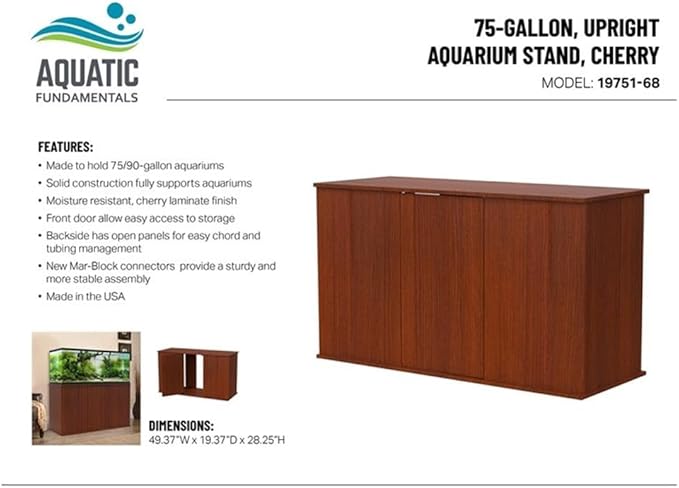 Pemberly Row Engineered Wood 75/90 Gallon Serene Cherry Upright Aquarium Stand