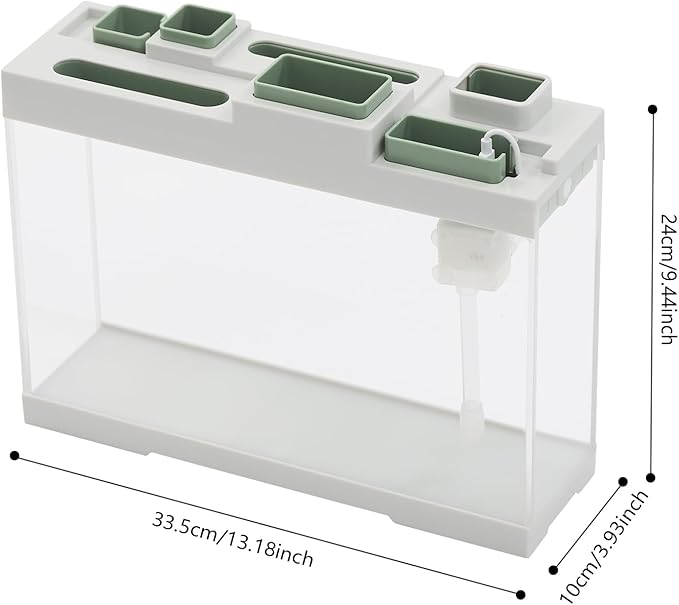 Modern Acrylic Betta Fish Tank Aquarium Kit with LED Lighting and USB Charging Ports 20 Gallon Small Fish Tank for Home Office Decor, Ideal for Living Rooms, bedrooms (White)