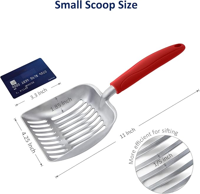 WePet Cat Litter Scoop, Aluminum Alloy Sifter, Kitty Metal Scooper, Deep Shovel, Long Handle, Poop Sifting, Kitten Pooper Lifter, Durable, Heavy Duty, for Litter Box