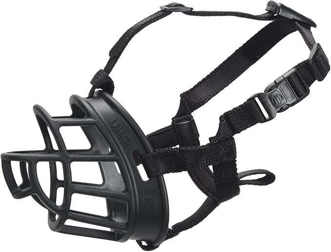 BASKERVILLE ULTRA MUZZLE - Patented Humane Design, Breathable, Dog can Pant and Drink, Adjustable, Padded, Training Muzzle for Medium-sized Dogs, Prevents Biting, Wildlife Scavenging (Size 4, Black)