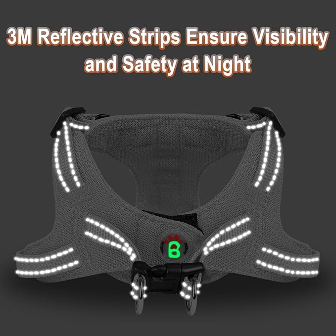 Dog Harness Step in Dog Vest Harness, Reflective Adjustable Puppy No Pull Harness Breathable Soft for Small and Medium Dogs Cats, Grey, S