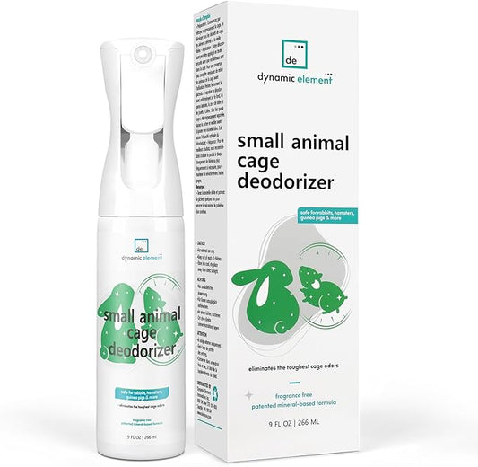 Small Animal Cage Deodorizer Spray – Unscented Natural Mineral Formula to Remove Odors in Hamster, Rabbit, and Guinea Pig Cages – 9 Fl Oz