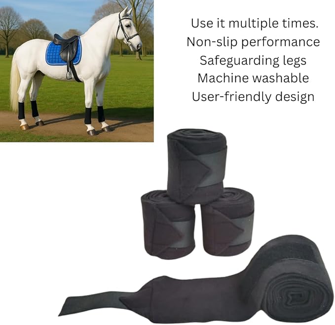 Horse Leg Bandage/Horse Leg wrap (Set of 4) Red, Blue, Navy Blue, and Black (Black)