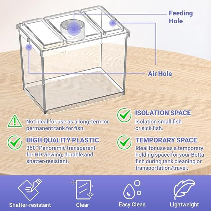 Mini Betta Fish Tank, Small Fish Bowl for Temporary Space, 0.2 Gallon Stackable Cube Tank with Artificial Plants and Gravels for Small Fish, Insect, Shrimp, Crab, Spider.(Pack-2)