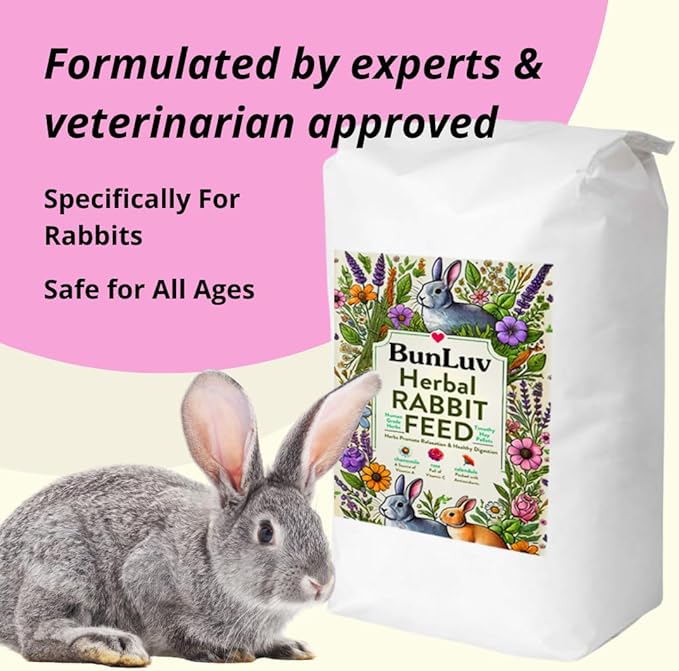 Pampered Chicken Mama Herbal Rabbit Feed 25 LB Bag: Premium Rabbit Food Made with Timothy Hay & Organic Herbs