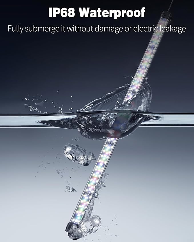 Pawfly 12W Aquarium LED Light 24 Inch 24/7 Fish Tank Light with Full Spectrum White Blue Red Green Lights Multi-Colored LEDs with D/N Mode Single Color Effects Timer and Adjustable Brightness