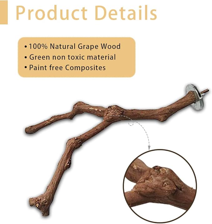 PINVNBY Bird Perch for Cage,3Pcs Parrot Perches Natural Grape Wood Birdcage Stands Pole 4Pcs Birds Toys Ball for Parakeet Lovebirds Budgies Cockatiels Finches