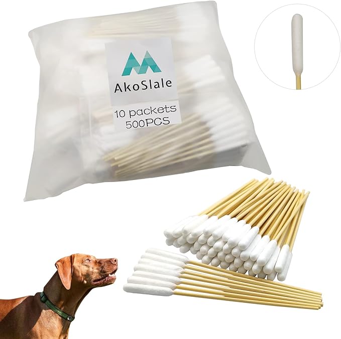 Dog Ear Cleaning Q Tips – 500 Count Cotton Swabs, 6-Inch Biodegradable Swabs for Dog Ear Care, Dog Wound Care, Safe & Eco-Friendly, Designed for Large Dogs