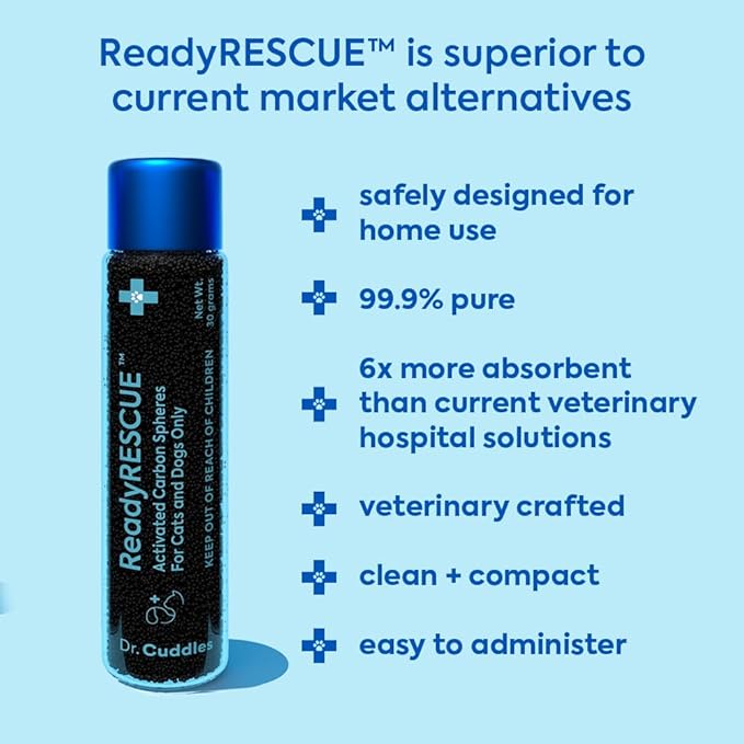 ReadyRESCUE - Dog First Aid Kit Essential - Activated Charcoal Detox for Dogs, Cats, Pets - Animal First Aid Kit - Dog Medical Emergency Kit - Dog Travel Essentials - 30g (3 Vials of 30g)