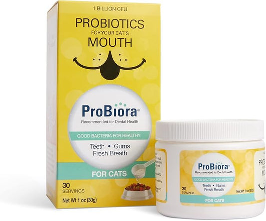 Probiora for Cats | Oral Care Probiotic Supplement | Pet Probiotics to Reduce Bad Breath | Cat Nutritional Supplement for Dental Health | 30 Servings (Jar) (30 Serving (Pack of 1), Jar)