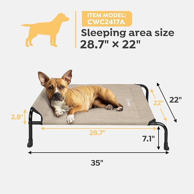 Veehoo Original Elevated Dog Cot - One-Sided Raised Headboard Cooling Pet Bed, Non-Slip & Breathable, L, CWC2417A