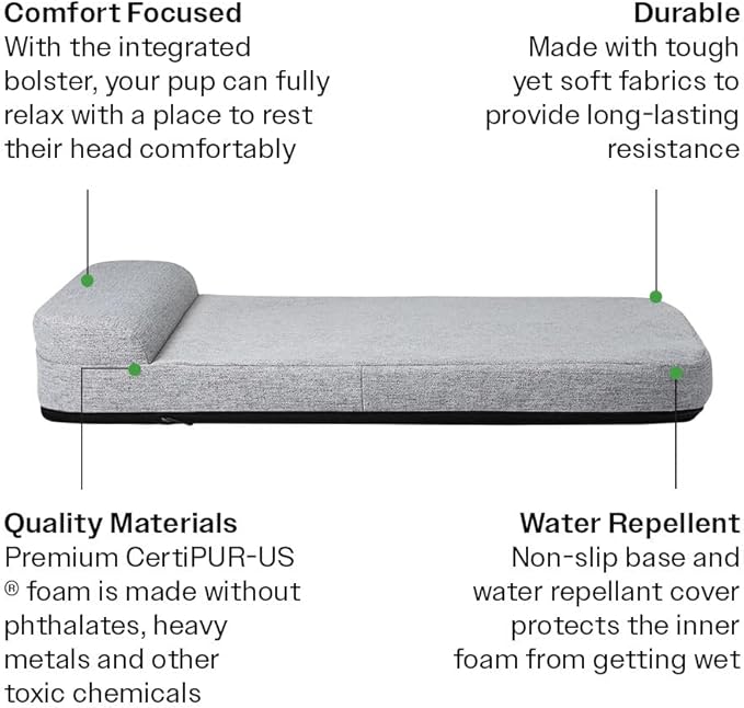 Diggs Bolstr Orthopedic Dog Bed with Headrest - Dog Crate Bed for Evolv Crate & Other Standard Pet Kennels - Durable & Comfortable - (Medium)