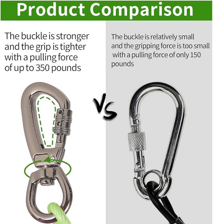 Dog tie Out Cable, 10/20/25/30/50/70/100 feet, Suitable for Dogs up to 350 pounds, Dog Cable with Swivel Buckle, Lightweight, Non-Winding, for Outdoor Camping, Yard Dog Cable (Green, 100FT)