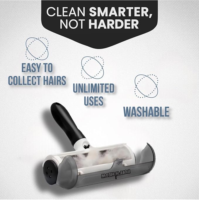 Ruff’N’Meow Pet Hair Remover Tool – Reusable Lint Roller for Dog & Cat Hair – Multi-Surface Fur Remover for Couch, Furniture, Carpet, Bedding & Car – Portable Pet Owner Essential – Built-in Fur Bin