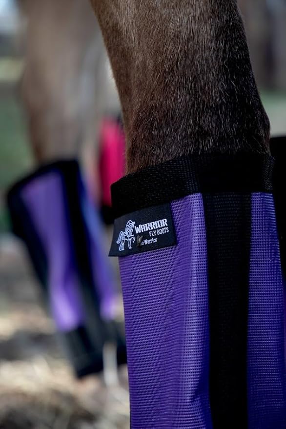 Warrior Fly Boots for Horses - Breathable Mesh Horse Boots for Fly Protection & Leg Comfort - Set of 4 (The Warrior, Purple)