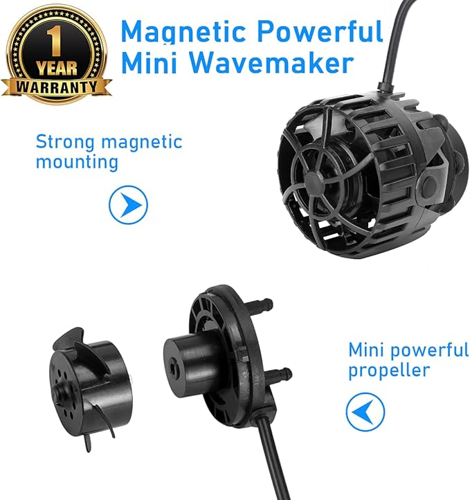 hygger Quiet Magnetic Aquarium Wave Maker, 2600GPH DC 24V Powerhead with Digital Led Display Controller, Submersible Water Inverter Circulation Pump for Fish Tank 26-55 Gallon