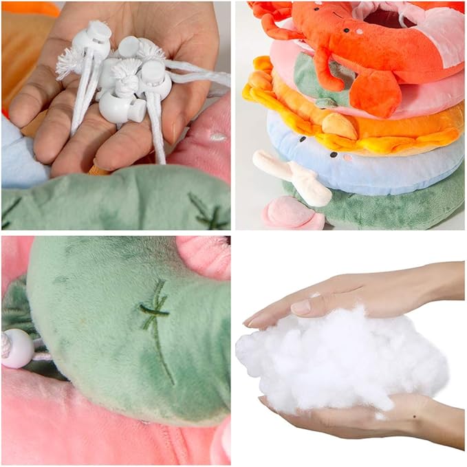 Adjustable Cat Recovery Collar Soft,Cute Pet E-Collar Neck Cone After Surgery Wound Healing Protective Cone Fit for Kitties, Small Dogs(ELC05-frog-s)