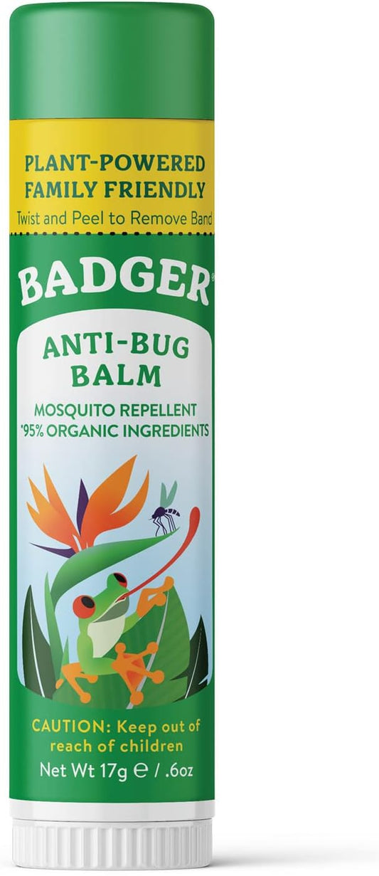 Badger Bug Repellent, Easy to Use Travel Stick, DEET-Free Mosquito Repellent & Insect Protection, Certified Organic Essential Oil Balm