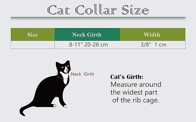 CHUKCHI Heart Bling Cat Collar with Safety Belt and Bell 8-11 Inches