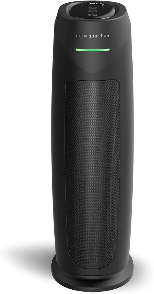 GermGuardian HEPA Air Purifier for Home, Large Rooms Up To 743 Sq. Ft. with HEPA PURE Air Filter, Air Quality Monitor & UV-C Light, AC4880B, 22" Tower, Black