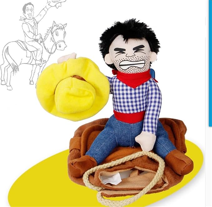 Deluxe Cowboy Rider Pet Costume - Funny Dog Halloween Outfit with Doll and Hat, Adjustable Knight Style Costume for Labs, German Shepherds, and Golden Retrievers, and More (XS to L))