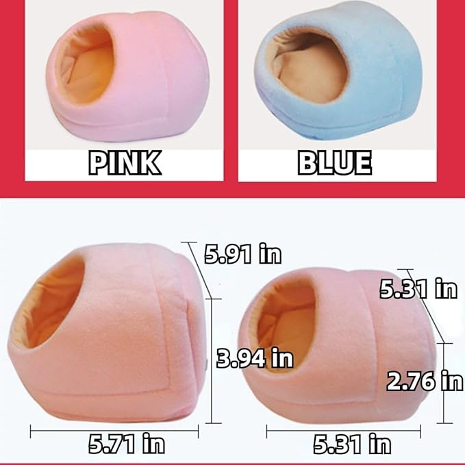 Rat Hamster House Bed Winter Warm Small Pet Squirrel Hedgehog Chinchilla Rabbit Guinea Pig Bed House Cage Nest Hamster Accessories (Pink,Small)