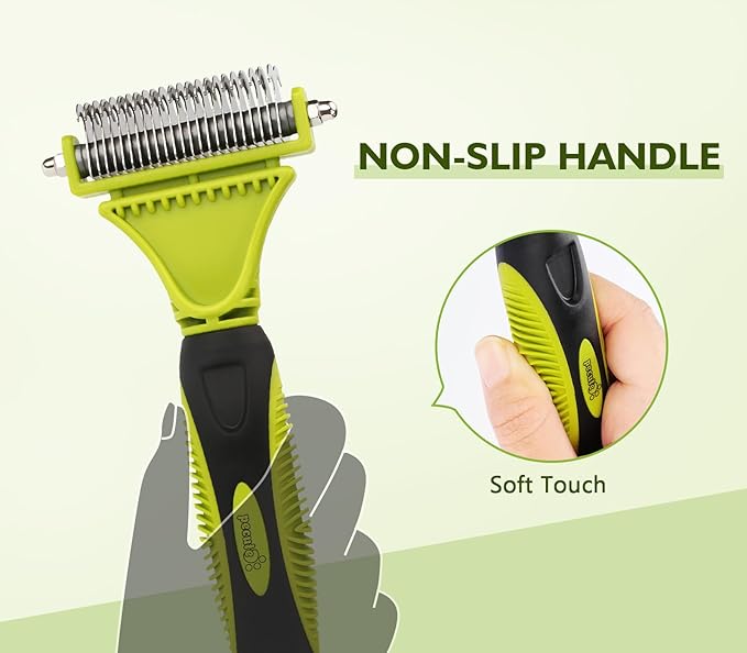Pecute Pet Dematting Tool 2 Pack - Double Sided Undercoat Rake & Dematting Comb for Detangling Matted or Knotted Undercoat Hair, Great for Medium or Long-haired Dogs & Cats