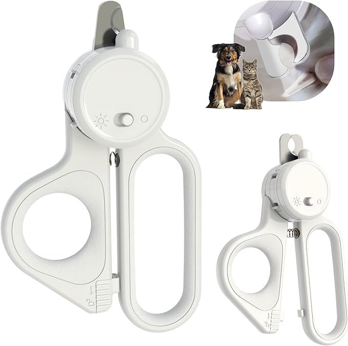 Professional Dog and Cat Nail Clippers with Lights to Illuminate Nails or Blood Lines for Safe Trimming，Sharp Stainless Steel Pet Nail Trimmers with Safety Guard to Avoid Overcutting for Small Animals