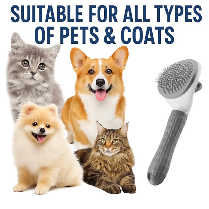 Namylya Cat Brush for Shedding & Grooming – Slicker Brush for Dogs and Cats with Long Hair – Removes Tangles, Mats & Loose Fur