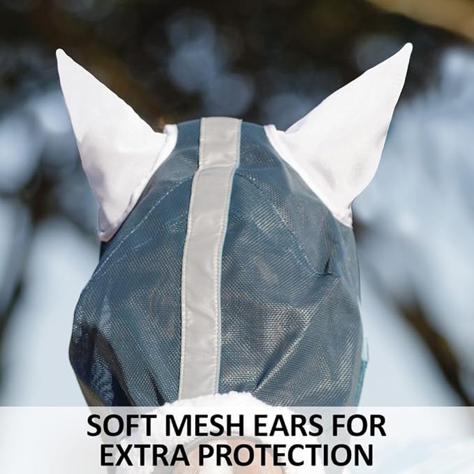 Schneiders Dura-Mesh II Fly Horse Mask with Ears | Reflective Safety Strips | 1000D Poly Vinyl Mesh | 70% UV Protection