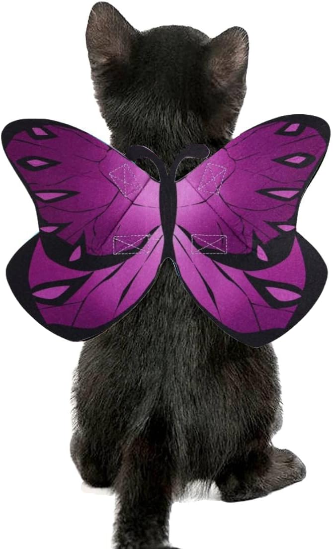 Pet Cat Bat Wings for Halloween Party Decoration, Puppy Collar Leads Cosplay Bat Costume,Cute Puppy Cat Dress Up Accessories(Black, Pink, Purple, Yellow)