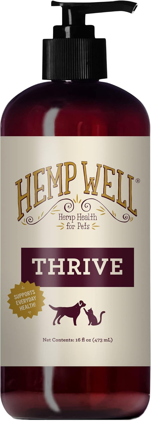 Hemp Well Thrive Oil for Dogs and Cats – Supports Hip, Joint, and Heart Health, Promotes Immune System, and Promotes Healthy Skin from Seasonal Allergies, Organically Sourced - 16 Ounces