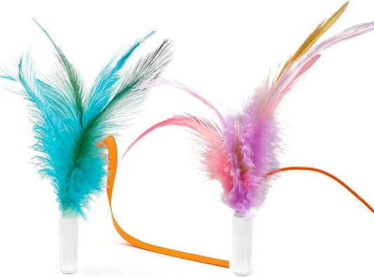 VIWIK Hide and Seek Cat Toy Replacement Feather Wands, 2 pcs Accessoriesis