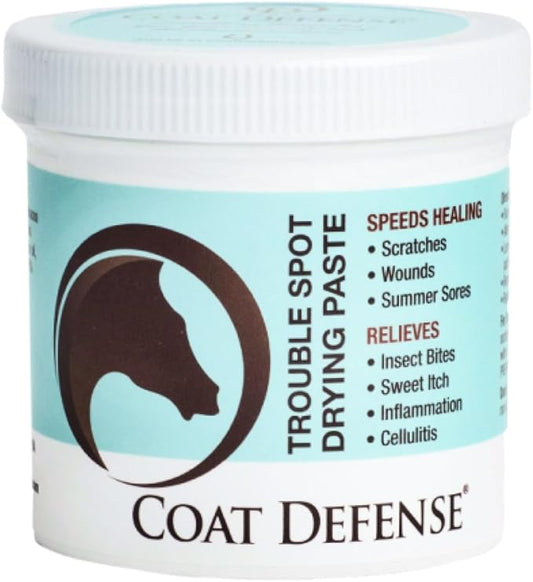 COAT DEFENSE Trouble Spot Drying Paste for Horses - Natural Equine Wound Care That Provides Safe & Effective Relief from Scratches, Sweet Itch, Summer Sores, Proud Flesh, Mud Fever, Girth Rot (10 Oz)