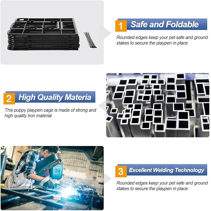 BestPet Dog Playpen Indoor 40 inch 32 Panels Metal Dog Pen Pet Dog Fence Outdoor Exercise Pen with Doors,Pet Puppy Playpen for RV Camping Yard, Black