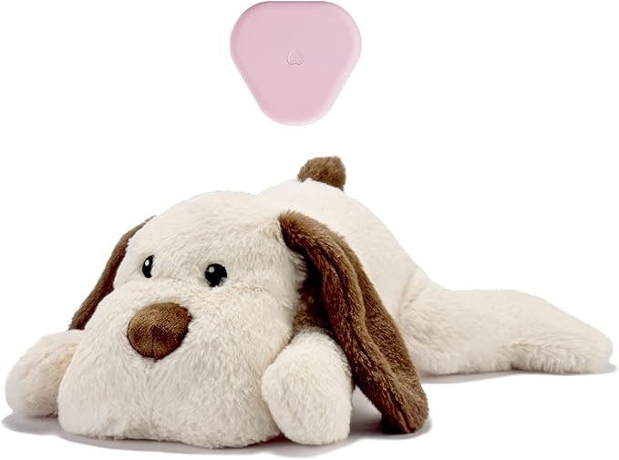 Puppy Heartbeat Toy for Anxiety Relief Dog Behavioral aid Toy for Puppies Sleep Aid Separation Anxiety Soother Cuddle, White