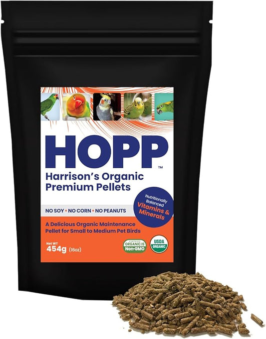 Harrison's Organic Premium Pellets- a Well-Balanced, Certified Organic Small to Medium Pet Bird Diet—No Soy, Corn, and Peanuts for Those Seeking to Avoid These Ingredients