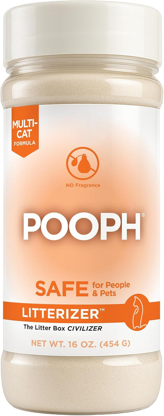 POOPH® LITTERIZER® – 16oz Bottle – Absorbs 46x Weight in Wetness & Odor – Keeps Litter Dry, Reduces Mess, Reduce Litter Costs AND Get a STINK-FREELitter Box – WITHOUT Fragrances or Harsh Chemicals